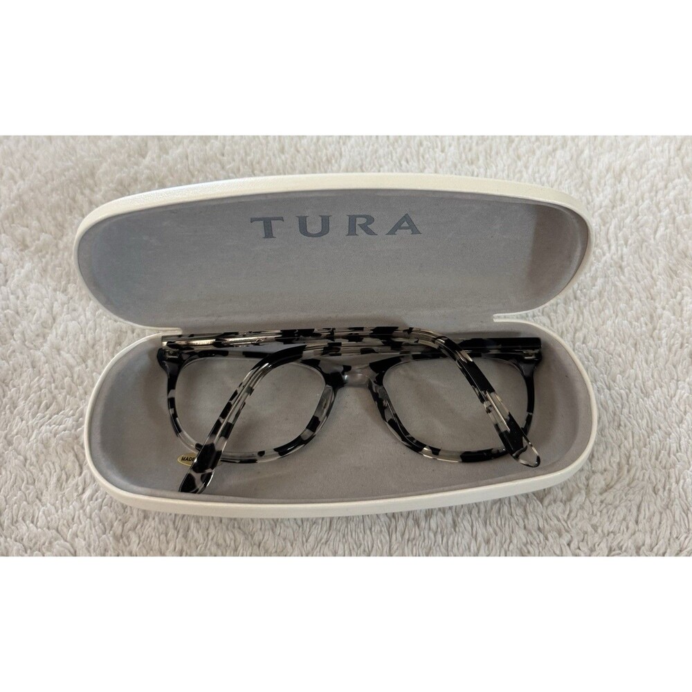 ⁠Tura Eyeglasses Frames 3JX1218 Black White Tortoise Square 49-18-135 With Case